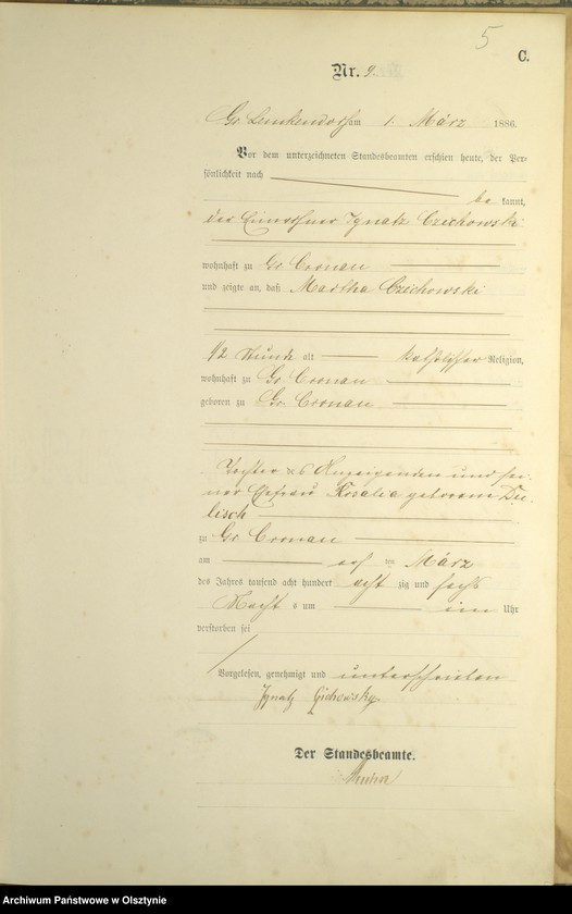 image.from.unit.number "Sterbe-Haupt-Register Nr 5 - 10 /fragment księgi/"