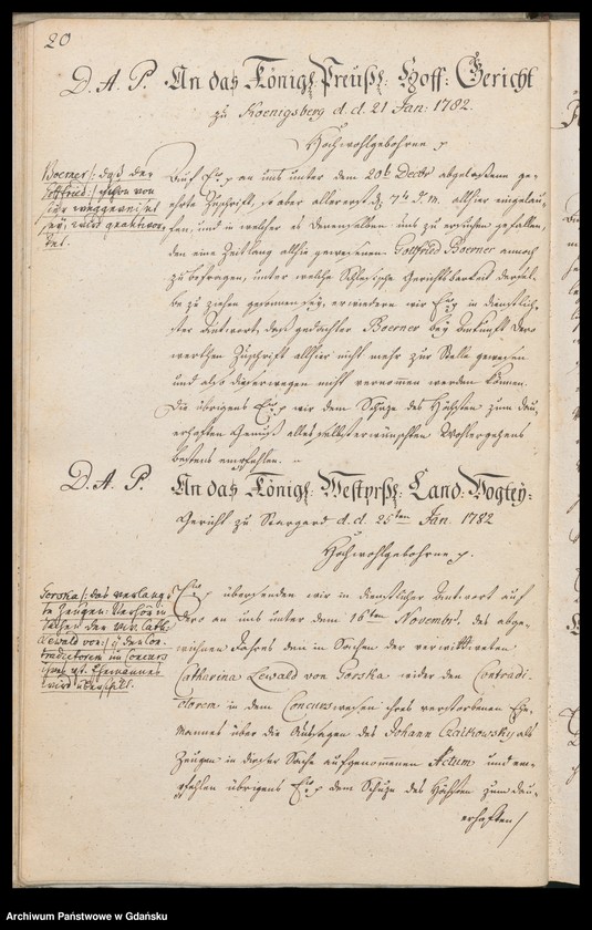 image.from.unit.number "[Liber missivarum]. Register über vorstehende Briefe von Jahr 1782. Register derer an welche vorstehende Briefe geschrieben worden vom J. 1782"