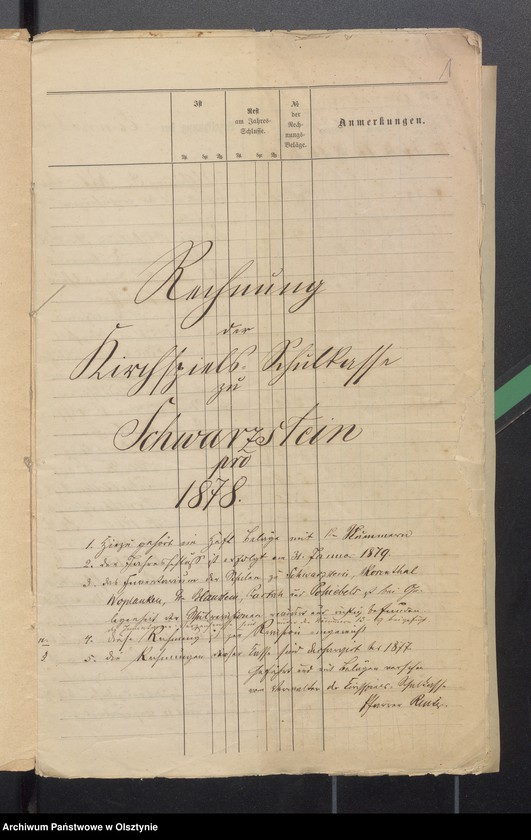 image.from.unit.number "Rechnung der Kirchspiels Schul-Kasse zu Schwarzstein"