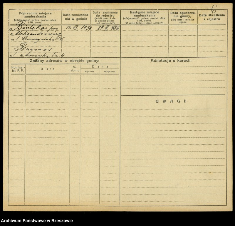 Obraz 8 z jednostki "Kartoteki kontroli ruchu ludności Litera: K"