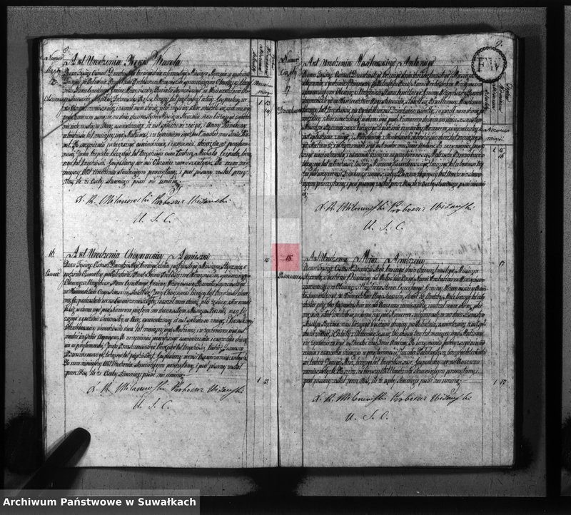 Obraz 8 z jednostki "Akta urodzonych gminy wiżańskiey obwodu seyneńskiego, w województwie augustowskim od dnia 1-go stycznia do dnia ostatniego grudnia 1823 roku"