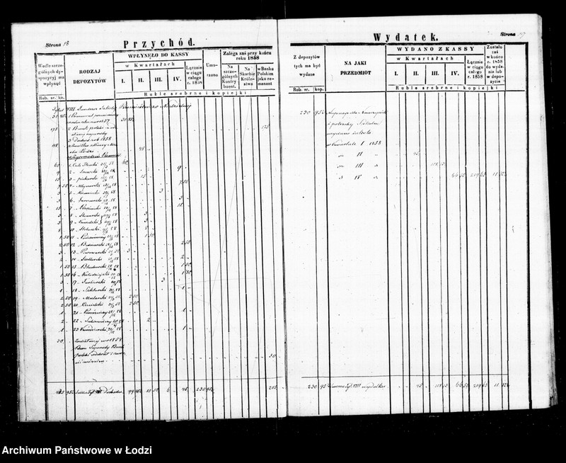 Obraz 14 z jednostki "Regestr przychodu i wydatku funduszów przechodnich i depozytowych kasy ekonomicznej m. Łodzi na r. 1858"