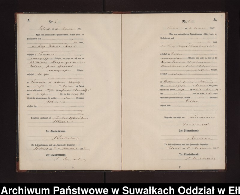 Obraz 8 z jednostki "Geburts-Neben-Register des Preussischen Standes-Amtes Neuhoff Kreis Loetzen"