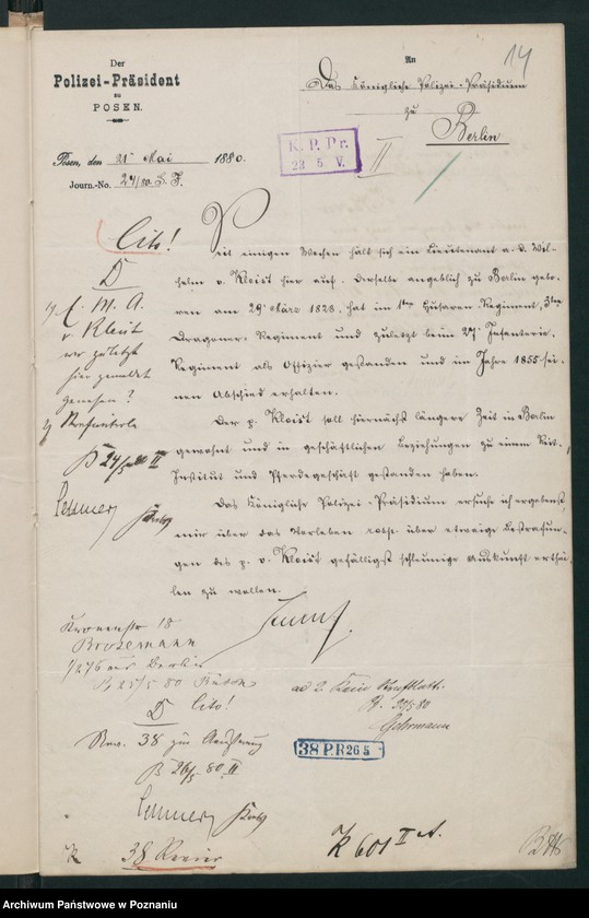 Obraz 17 z jednostki "A. betr. Wilhelm von Kleist, Lieutenant a.D."