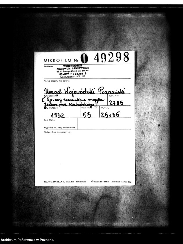 Obraz 2 z jednostki "/Sprawy szacunkowe majątku Jeżowo powiatu szubińskiego/"