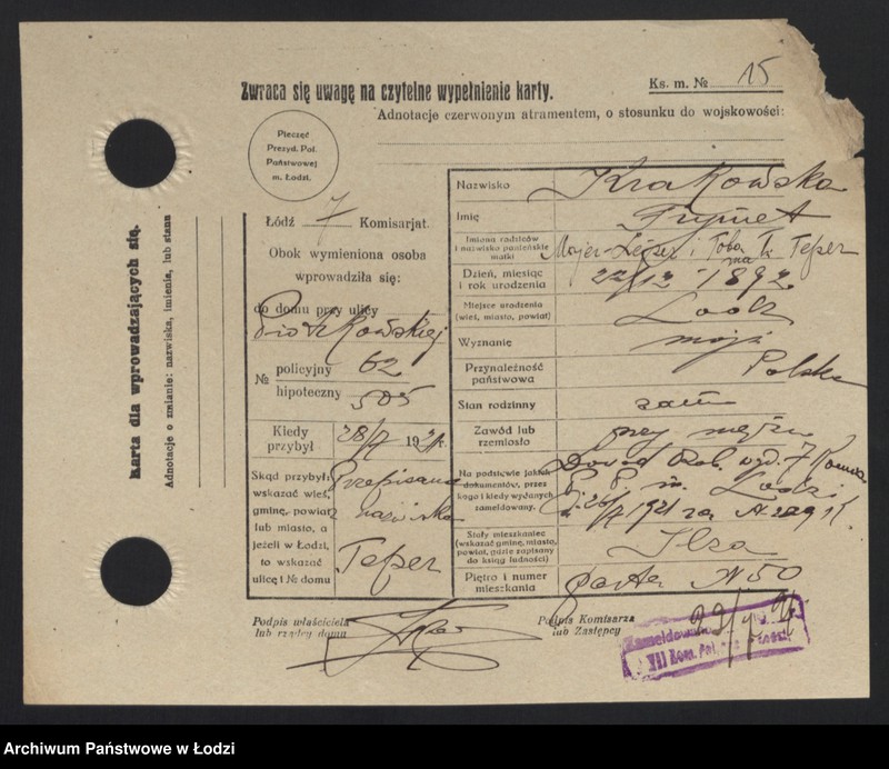 Obraz 17 z jednostki "[Spis ludności Łodzi] Krakowicz - Krasiejko"