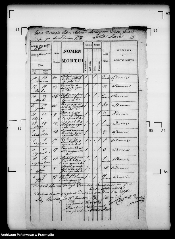 Obraz 19 z jednostki "[Kopie ksiąg metrykalnych parafii Brusno Stare z filiami Brusno Nowe, Huta Stara (dekanat Cieszanów)]"