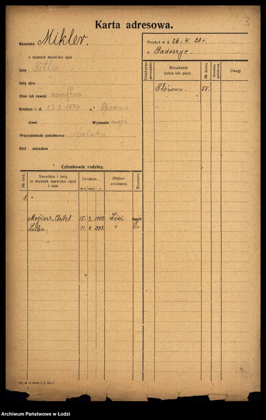 Obraz 5 z jednostki "[Spis ludności Łodzi] Mikler - Mikołajczyk"