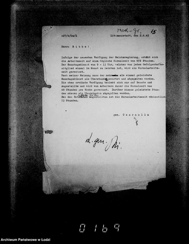 Obraz 19 z jednostki "Verschiedenes grün. [Korespondencja w sprawach personalnych; płace, zaszeregowania, urlopy, odznaczenia]"