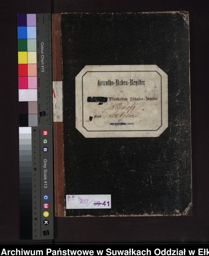 image.from.unit.number "Heiraths-Neben-Register des Preussischen Standes-Amtes Neuhoff Kreis Loetzen"