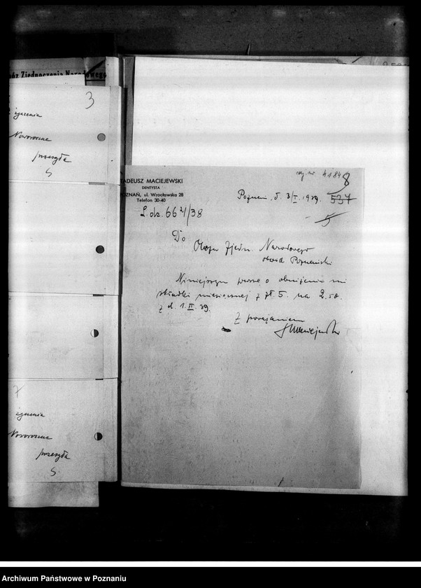 Obraz 7 z jednostki "Korespondencja w sprawach organizacyjno-personalnych Obozu Zjednoczenia Narodowego - podanie w sprawie poparcia, opinii, zaproszenia i powiadomienia o zebraniach, deklaracje"