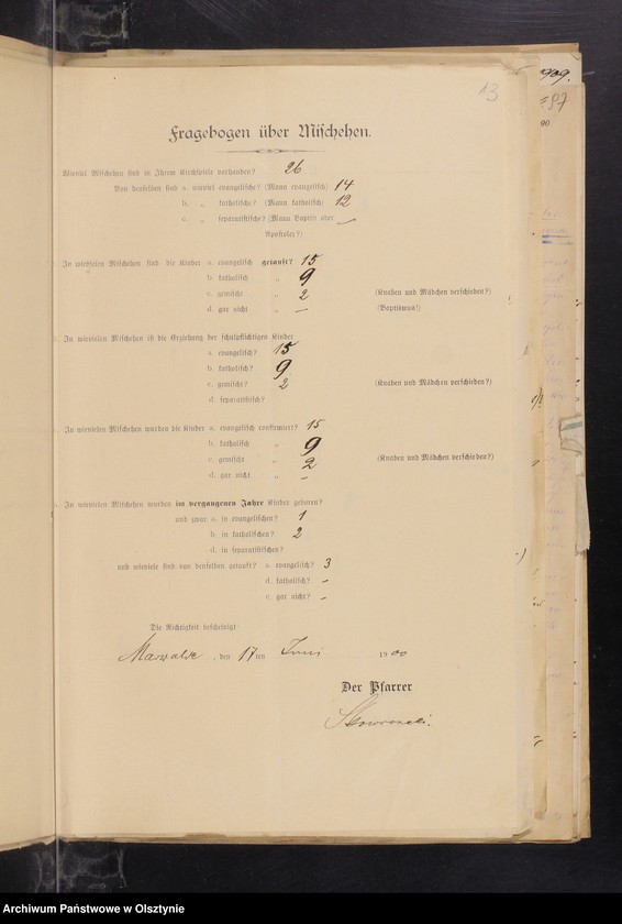 image.from.unit.number "Mischehen-Listen aus der Diözese /auch Anweisungen, Berichten und  andere Schreiben/"