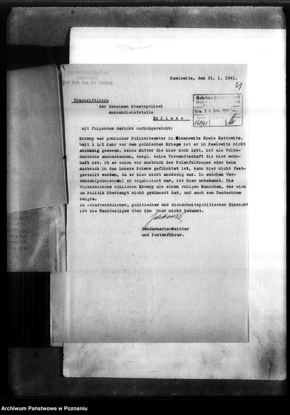 Obraz 8 z jednostki "Alois Krosny aus Pawlowitz, Kreis Pless (Pszczyna)"