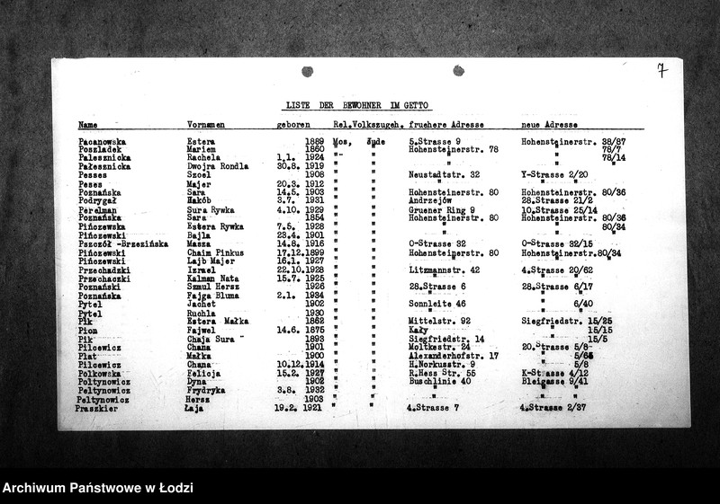 Obraz 11 z jednostki "[Alfabetyczny spis mieszkańców getta. Litera P]"