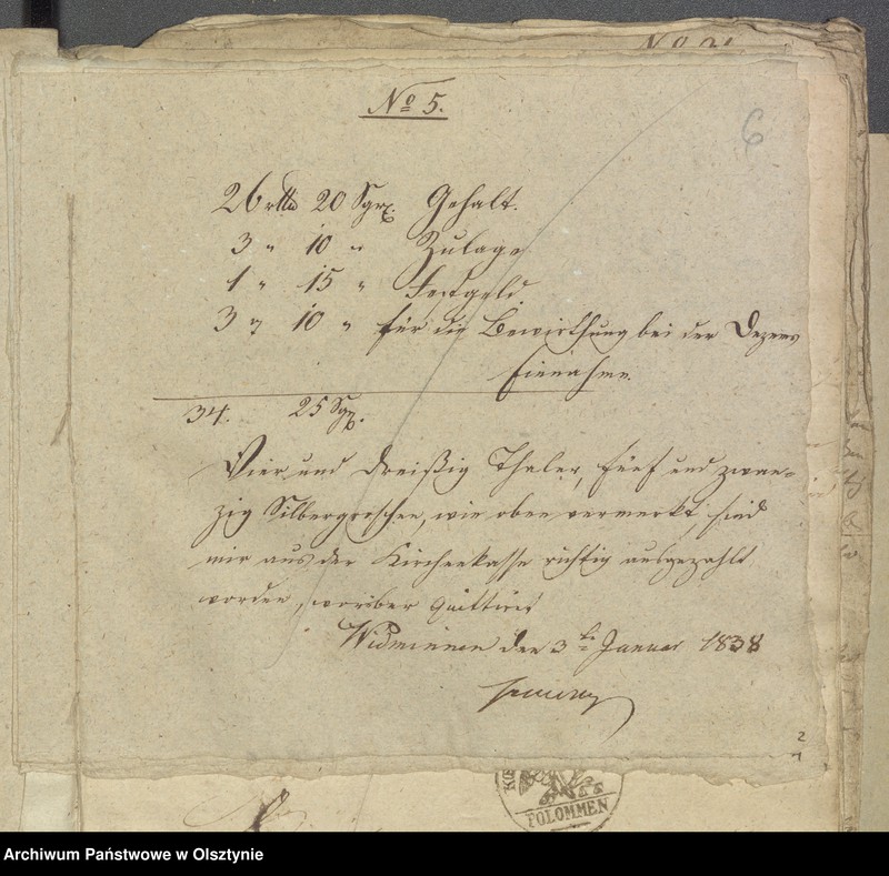 image.from.unit.number "Beläge zu der Widminnenschen Kirchen Kassen rechnung pro 1836/37"