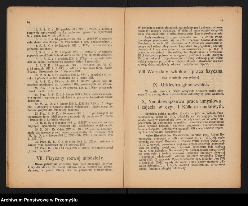 image.from.unit.number "XXXIII Sprawozdanie Dyrekcji c.k. Gimnazjum w Jarosławiu za rok szkolny 1918"