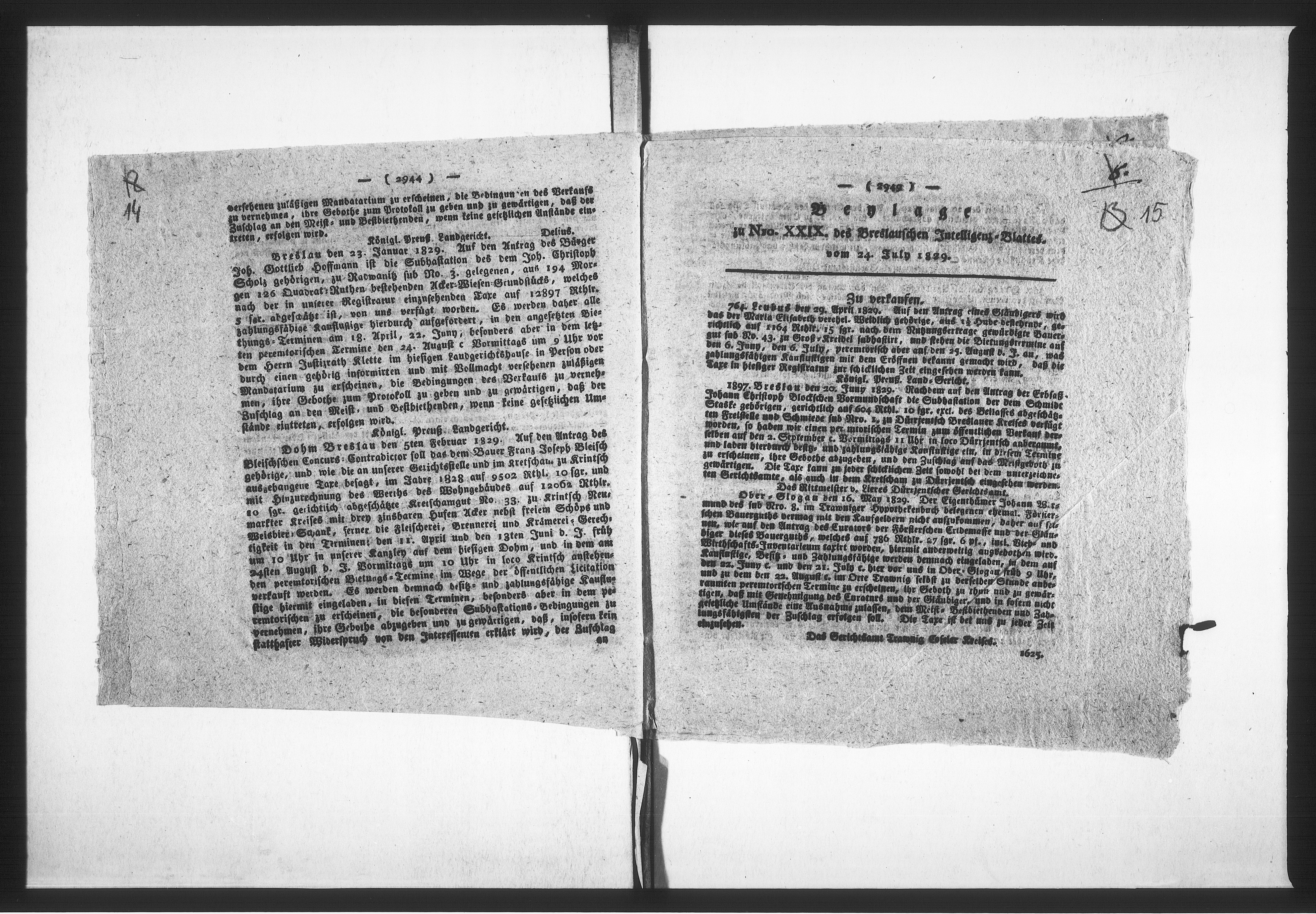Obraz 14 z jednostki "Acta betreffend die Verpachtung des städtischen Gasthauses zum weissen Ross und der Viehmarkt Auftriebs-Gelder. Vol. II de anno 1829 bis 1852"