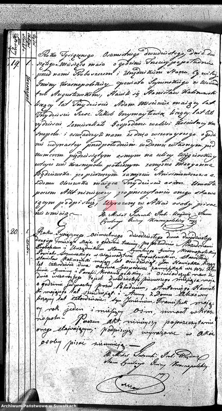 image.from.unit.number "Akta Zeszłych Gminy Krasnopolskiey - w powiecie Seyneńskim w Województwie Augstowskim Roku od 1-go Stycznia 1820 R."