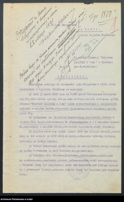 Obraz 3 z jednostki "Bolesław Lisiecki i s-ka – wydzierżawienie i eksploatacja cegielni w majątku Grabów"