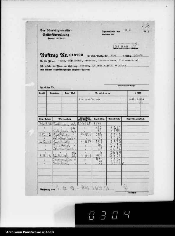 Obraz 10 z jednostki "Lebensmitteleinkauf. Aufträge, [Lieferscheinen und Rechnungen] 18051-18110"