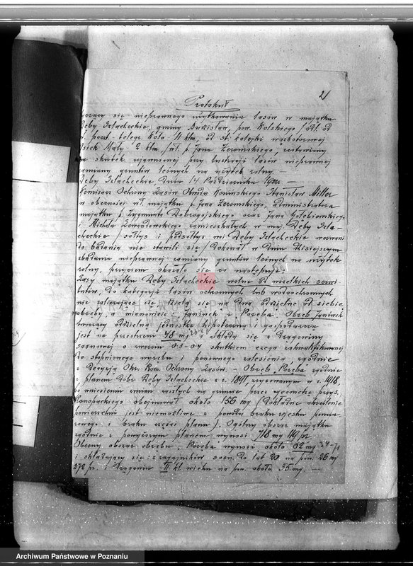 Obraz 6 z jednostki "Sprawa nieprawego wykarczowania lasu i zamiana go na użytek rolny w lasach majątku Dęby Szlacheckie własność P. J. Żeromskiego"