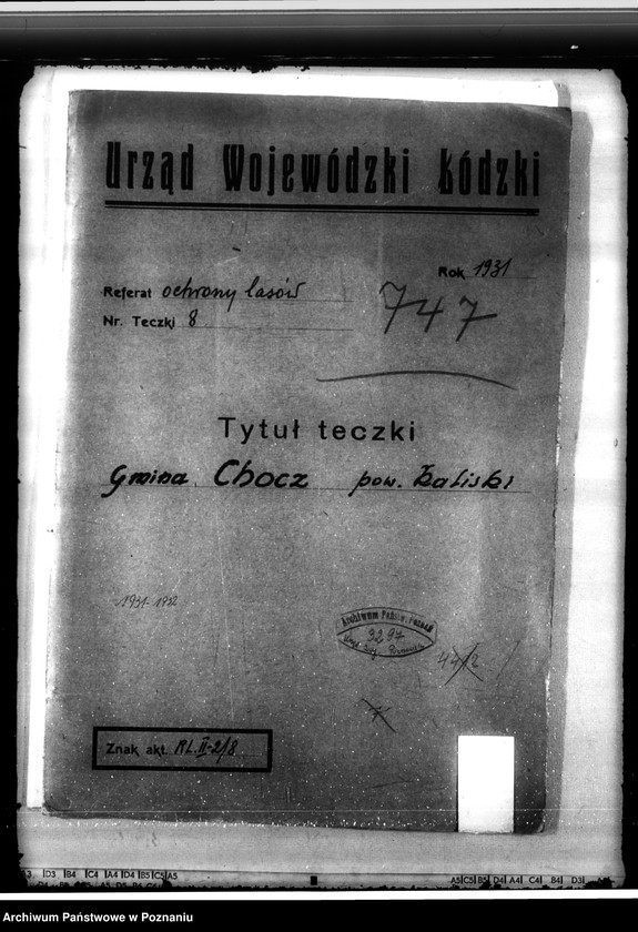 Obraz 4 z jednostki "Gmina Chocz w powiecie kaliskim /nadzór nad gospodarką leśną/"