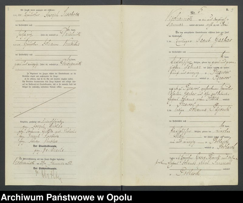 image.from.unit.number "Urząd Stanu Cywilnego Kochaniec Księga małżeństw rok 1883-85"