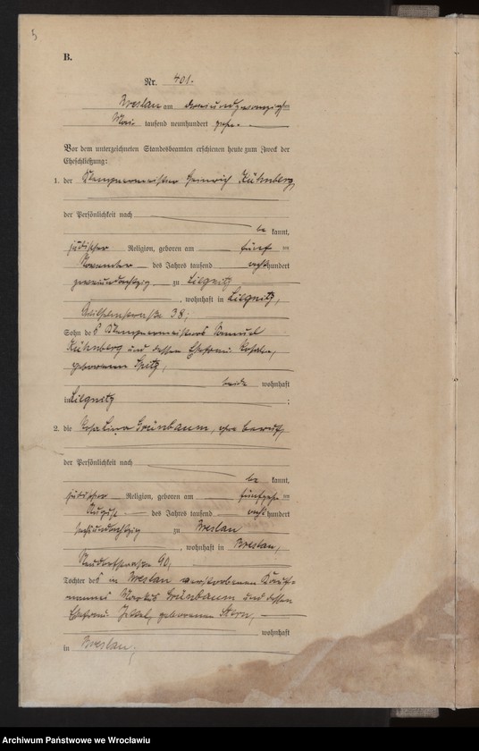 image.from.unit.number "Heiraths-Haupt-Register Breslau II 1910 Band 3"