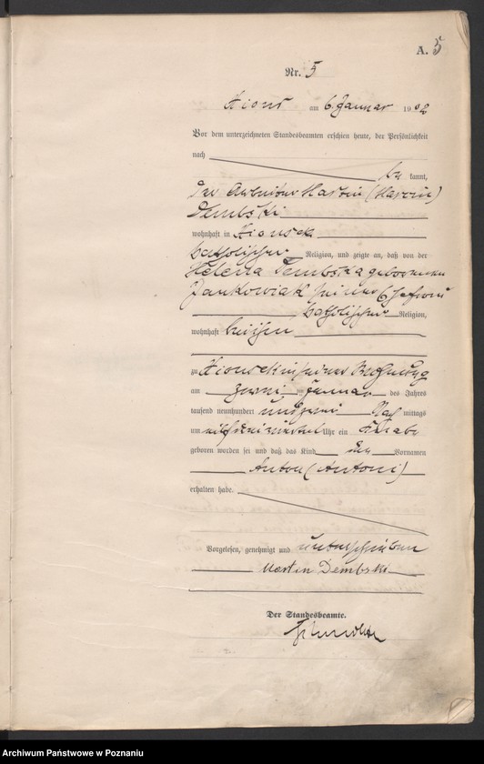 Obraz 8 z jednostki "Geburts-Haupt-Register"