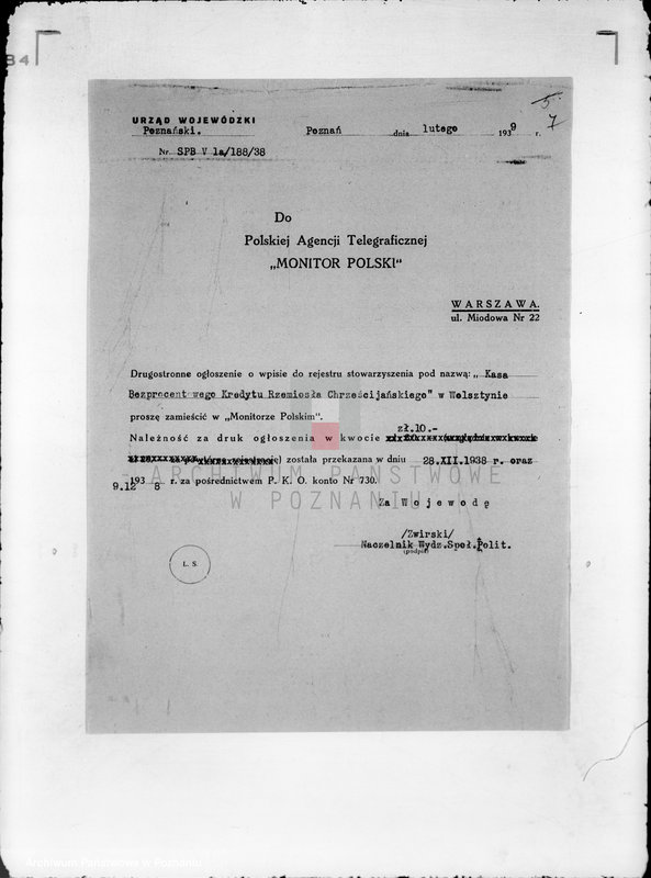 image.from.unit.number "/ Kasa Bezprocentowego Kredytu Rzemiosła Chrześcijańskiego w Wolsztynie/"