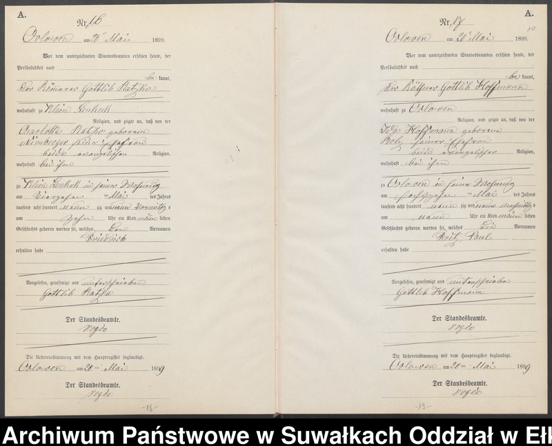 image.from.unit.number "Geburts-Neben-Register des Preussischen Standes-Amtes Orlowen Kreis Loetzen"