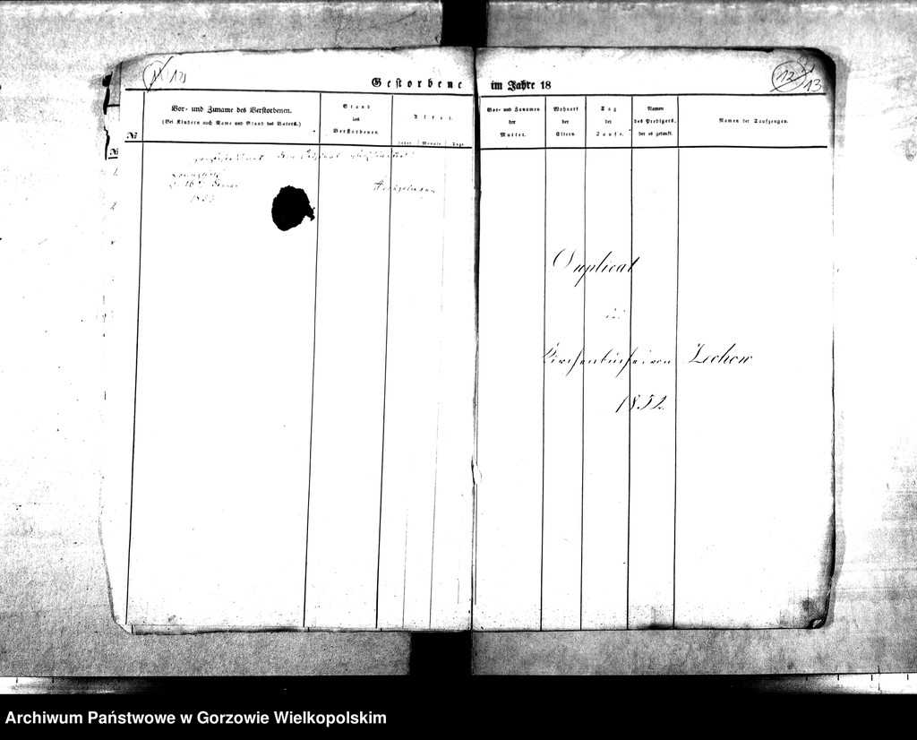 image.from.unit.number "Duplikate der Kirchenbücher von Lorenzdorf (Wawrów) und Zechow (Czechów). Parochie Lorenzdorf (Wawrów)."