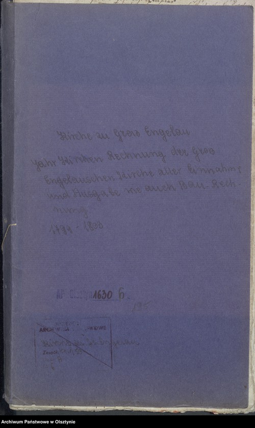 image.from.unit.number "Jahr Kirchen Rechnung der Gross Engelauschen Kirchen aller Einnahme und Ausgabe wie auch Bau-Rechnung"
