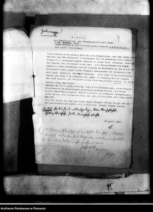 Obraz 8 z jednostki "Korespondencja w sprawie miejscowych Niemców, którzy zginęli w 1939 roku"