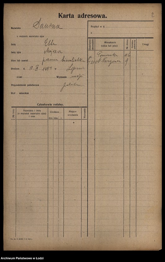 Obraz 4 z jednostki "[Spis ludności Łodzi] Samina-Sasin"