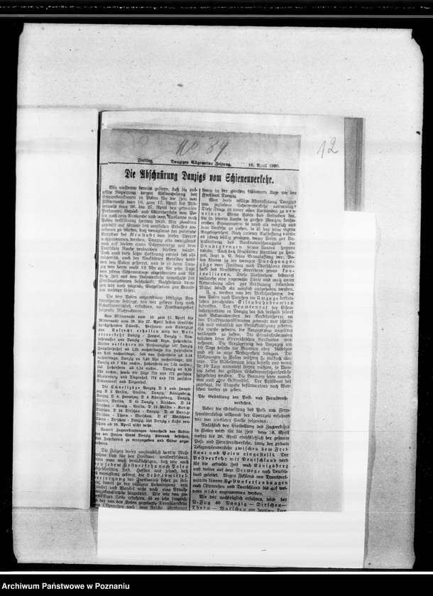 Obraz 17 z jednostki "Sprawa granic niepodległej Polski [wycinki prasowe z gazety "Danziger Allgemeine Zeitung"]"