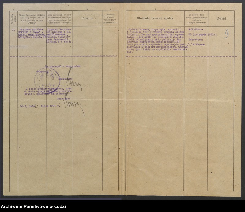 Obraz 15 z jednostki "Zacharjasz Warszawski i S-ka – handel manufakturą"