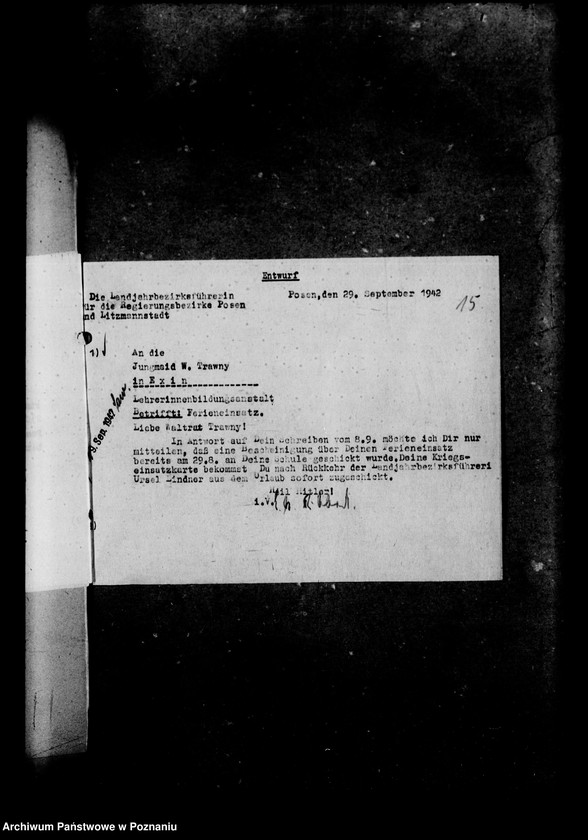 Obraz 19 z jednostki "Einsazt von Schülerinnen in die Landjahrlager"