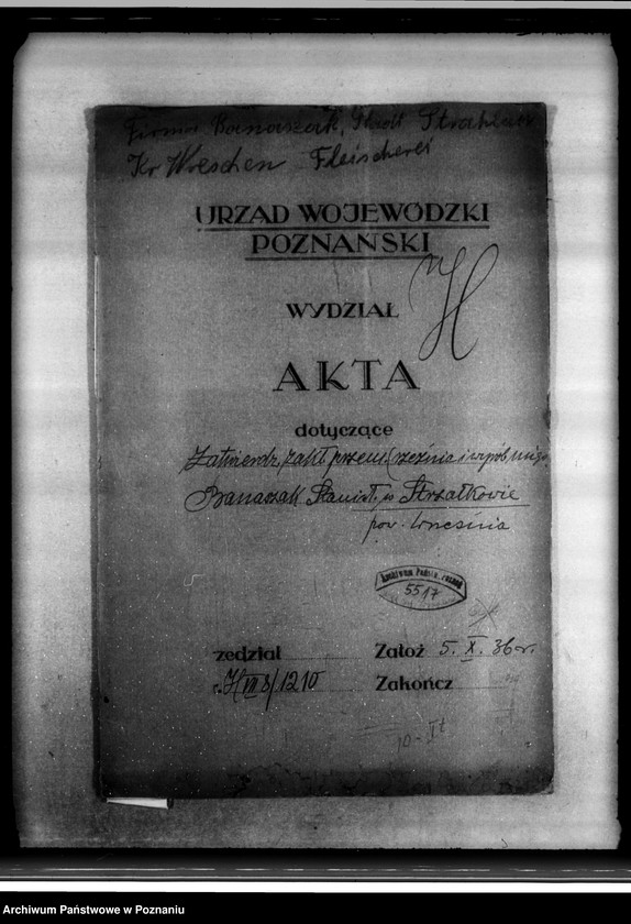 Obraz 4 z jednostki "Zatwierdzenie zakładu przemysłowego /rzeźni i wyrobów mięsnych/ St. Banaszaka w Strzałkowie powiat wrzesiński"