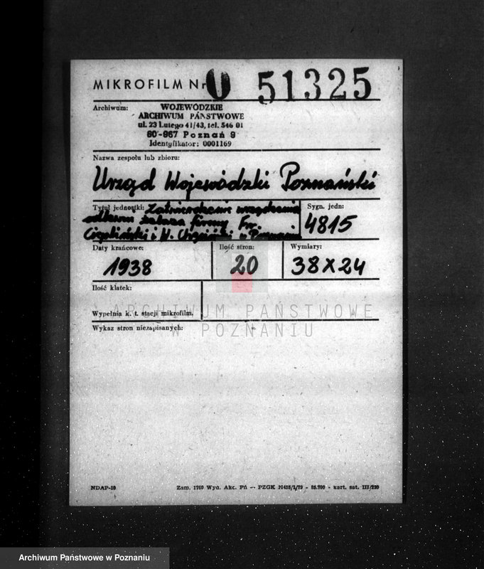 Obraz 2 z jednostki "Zatwierdzenie urządzenia odlewni żelaza Firmy Fr. Ciepliński i W. Chęciński w Poznaniu"