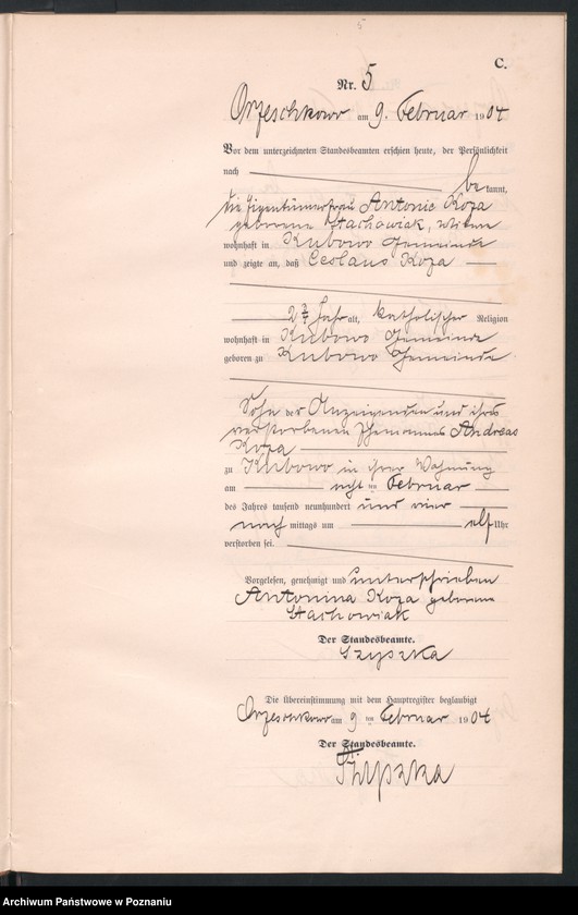 Obraz 8 z jednostki "Sterbe-Neben-Register"