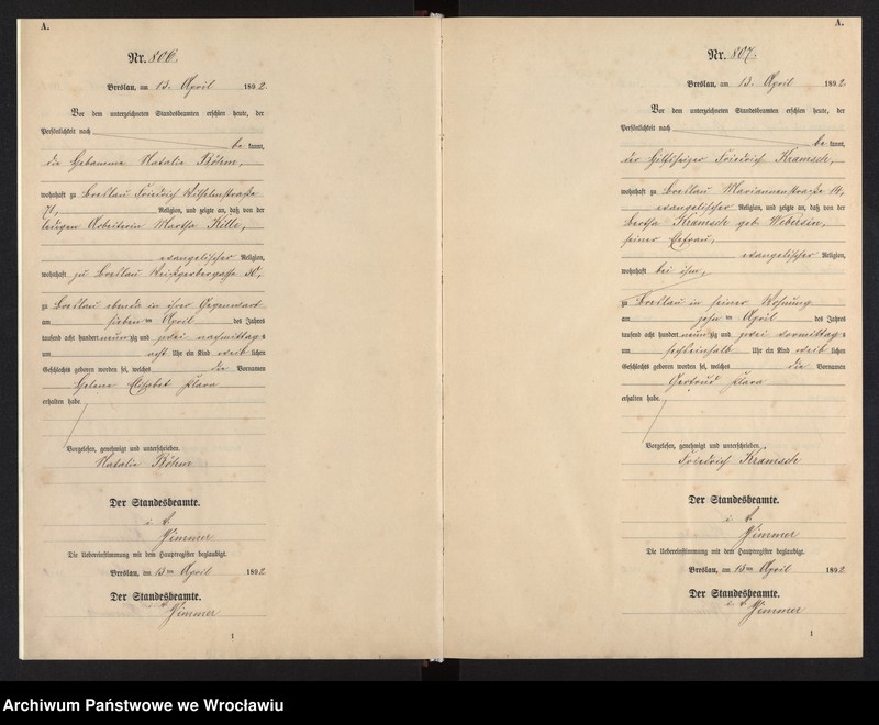 image.from.unit.number "Geburts-Neben-Register Breslau I 1892 Band 3"