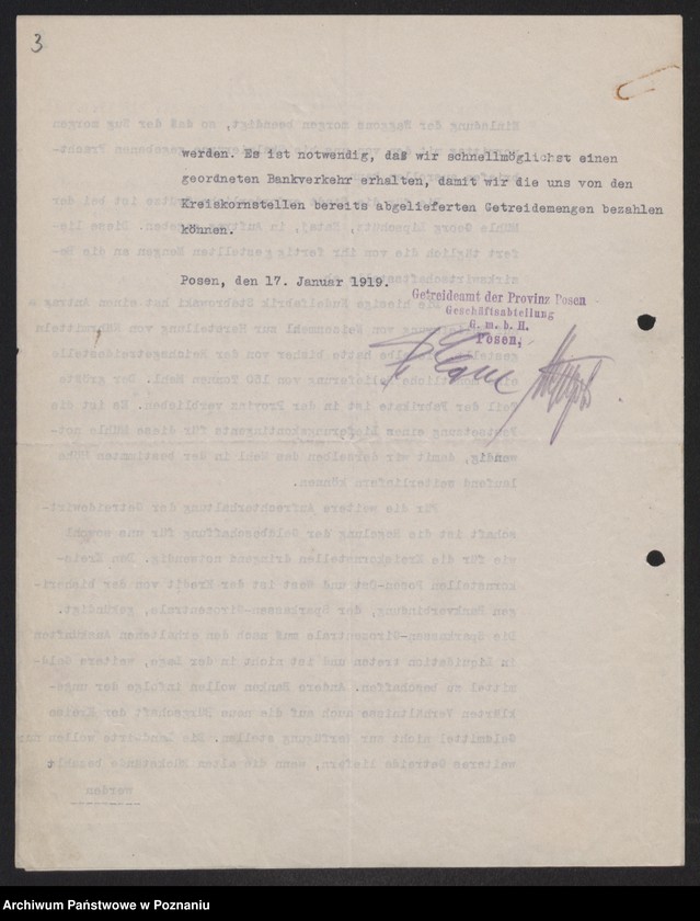 Obraz 5 z jednostki "[Sprawozdania Urzędu Zbożowego w Poznaniu dla Departamentu Aprowizacji byłej Dzielnicy Pruskiej]"