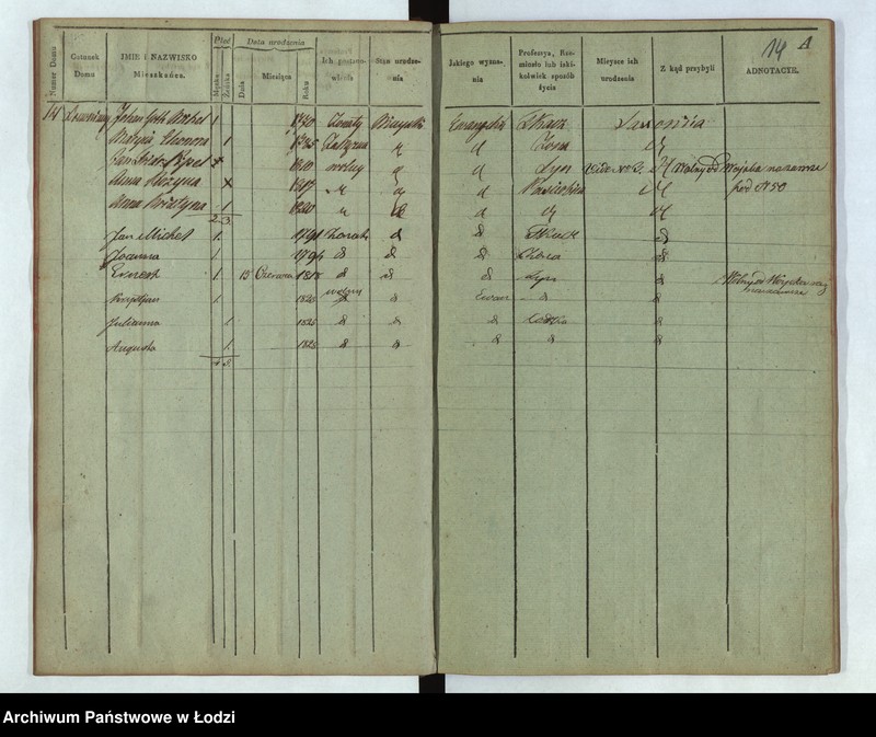 Obraz 15 z jednostki "[Księga ludności stałej Osada tkacka Łódka nr 1-168] "