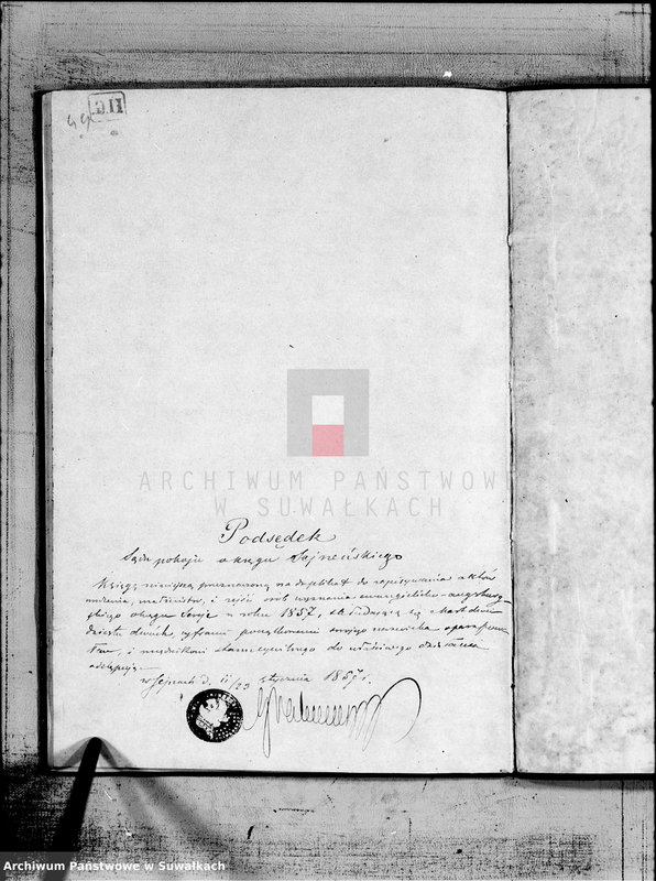 image.from.unit.number "Duplikat aktów Urodzenia, Małżeństw i Zejścia dla Filiału Ewangelicko- Augsbursgkiego w mieście Serejach sporządzony na rok 1857"