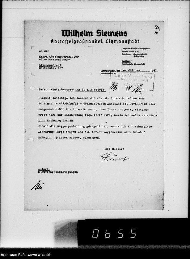 Obraz 15 z jednostki "Lebensmitteleinkauf. Aufträge, [Lieferscheinen und Rechnungen] 17593-17610 [Dostawa ziemniaków do Getta]"