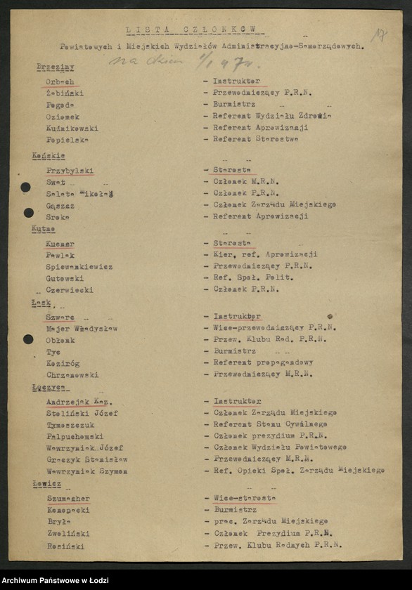 Obraz 18 z jednostki "Sprawozdania [z działalności, wykaz członków oraz składy Plenum i Egzekutywy Wydziału]"