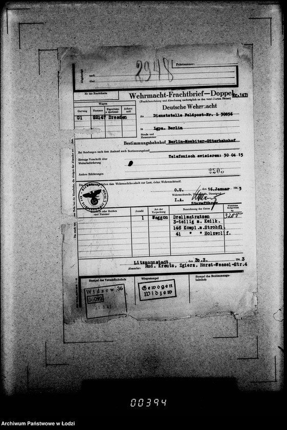 Obraz 5 z jednostki "Frachtbriefe doppel einige Ausgang 1838-2948"