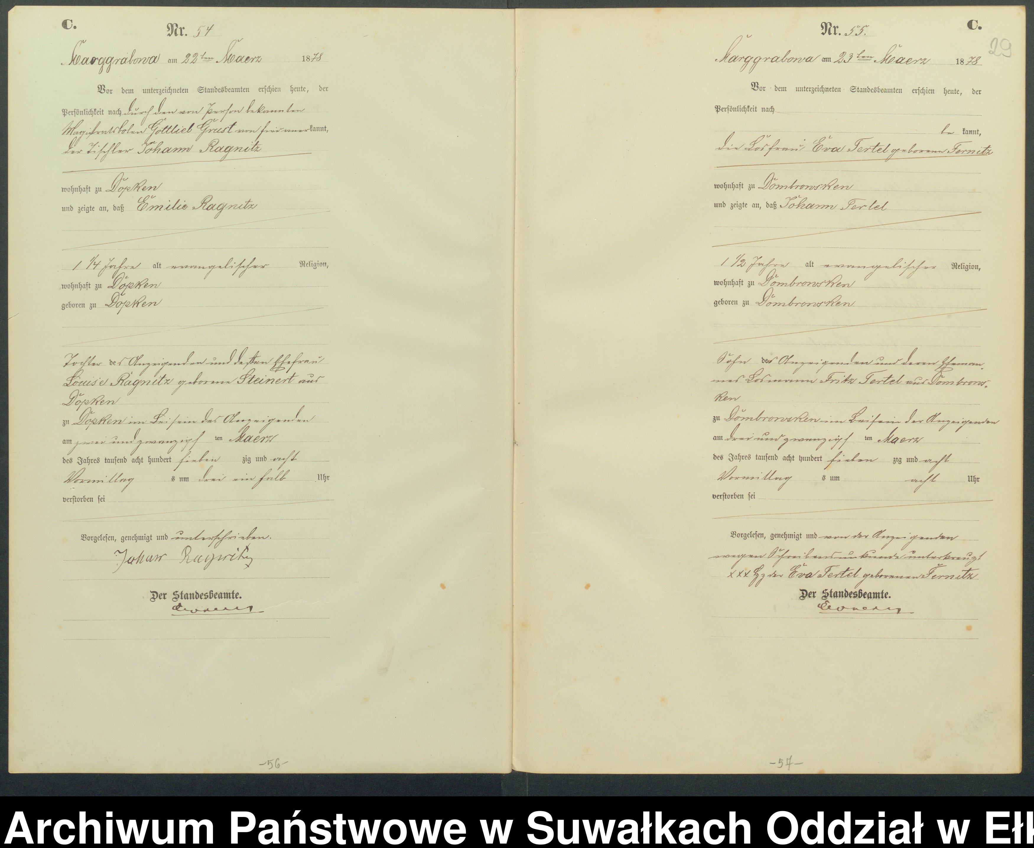 Skan z jednostki: Sterbe-Haupt-Register des Königlich Preussischen Standes-Amtes Landgemeinde Marggrabowa Kreis Oletzko