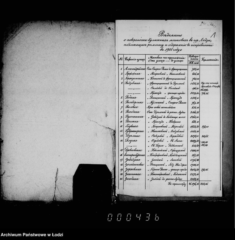 Obraz 5 z jednostki "Torgovoje proizvodtsvo po otdače v 4ch letnij s 1 janvarja 1906 g. podrjad soderžanija v ispravnosti bulyžnych mostovych v g. Lodzi"